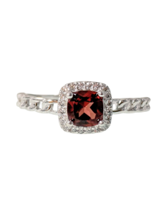 Ring with Red Garnet in 925... 2