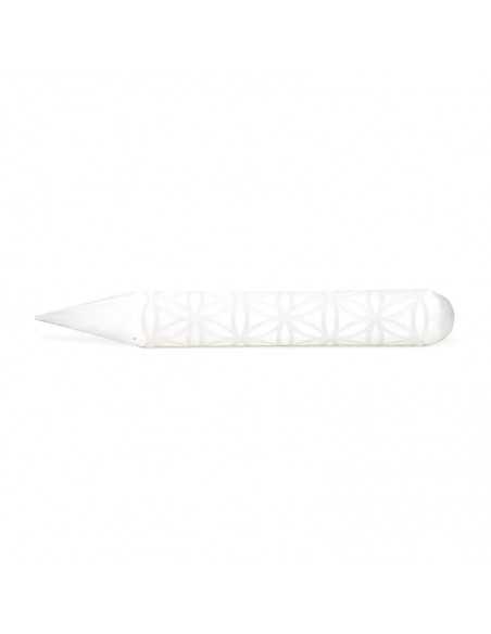Bastoncino massaggio in Selenite con Fiore della Vita