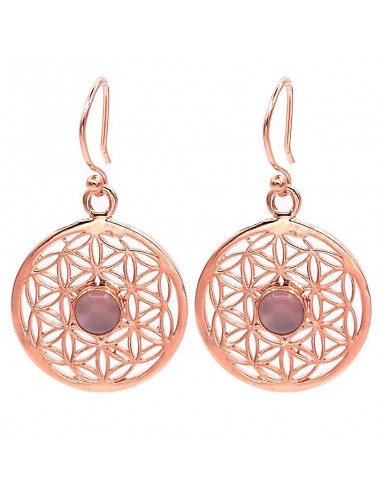 Earrings flower of life with rose quarz