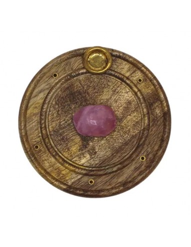 Mango Wood Incense Burner Brass Rose...