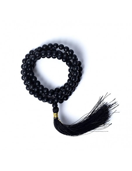 Collana Mala in Onice nero opaco 108 grani