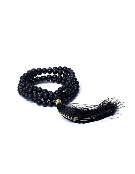 Collana Mala in Onice nero opaco 108 grani